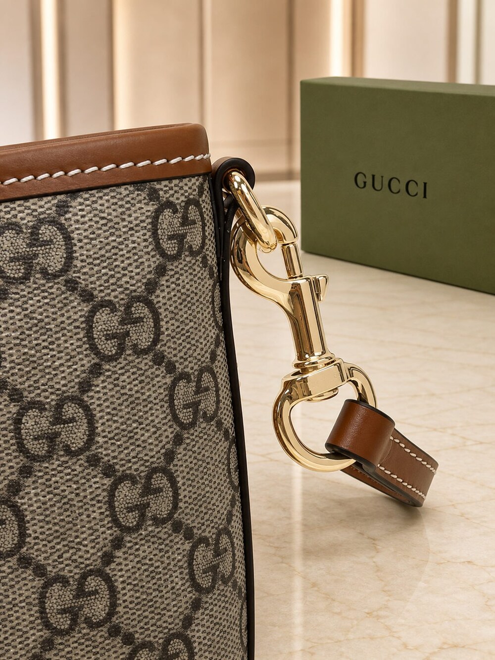 Gucci GG Supreme Canvas Mini Carryall in Beige Brown - Picture 6 of 9